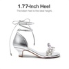 image:imageDREAM PAIRS Lace Up Low Heel Sandals for Girls Ankle Strap Dress Pump Strappy Gladiator Wedding Party Shoes for Little KidBig KidSilver