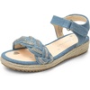 image:imageDREAM PAIRS Girls Espadrille Flatform Platform Wedge Open Toe Summer Sandals for Little Kid Big Kid Casual Vacation or Formal UseDenim Blue