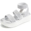 image:imageDREAM PAIRS Girls Flatform Wedge Open Toe Platform Summer Sandals with Buckle Ankle Strap for Little KidBig KidSilver