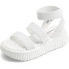 image:imageDREAM PAIRS Girls Flatform Wedge Open Toe Platform Summer Sandals with Buckle Ankle Strap for Little KidBig KidWhite