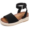 image:imageDREAM PAIRS Girls Platform Wedge Open Toe Espadrille Sandals with Buckle Ankle Strap for Little KidBig KidBlack