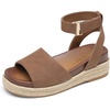 image:imageDREAM PAIRS Girls Platform Wedge Open Toe Espadrille Sandals with Buckle Ankle Strap for Little KidBig KidBrown