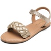 image:imageDREAM PAIRS Girls Sandals Classic Open Toe Braided Flat Sandals Summer Dress ShoesGold