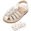 image:imageDREAM PAIRS Girls Sandals ClosedToe Sandals with Interchangeable DIY Flower Dress Summer Shoes ToddlerLittle KidIvorypu