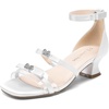 image:imageDREAM PAIRS Girls Sandals Low Heel Dress Pump Ankle Strap Two Strapped Bow Flower Wedding Party Shoes for Little KidBig KidWhite