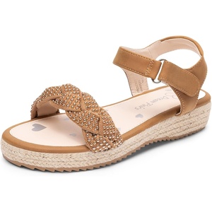 image:imageDREAM PAIRS Girls Espadrille Flatform Platform Wedge Open Toe Summer Sandals for Little Kid Big Kid Casual Vacation or Formal UseCamelsuede
