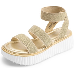 image:imageDREAM PAIRS Girls Flatform Wedge Open Toe Platform Summer Sandals with Buckle Ankle Strap for Little KidBig KidGold