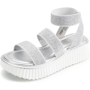 image:imageDREAM PAIRS Girls Flatform Wedge Open Toe Platform Summer Sandals with Buckle Ankle Strap for Little KidBig KidSilver