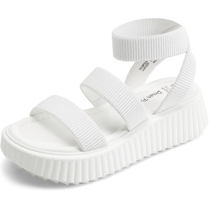 image:imageDREAM PAIRS Girls Flatform Wedge Open Toe Platform Summer Sandals with Buckle Ankle Strap for Little KidBig KidWhite