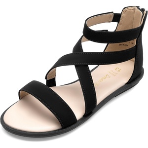 image:imageDREAM PAIRS Girls Gladiator Sandals with Zipper Strappy Sandals ToddlerLittle KidBig KidBlack