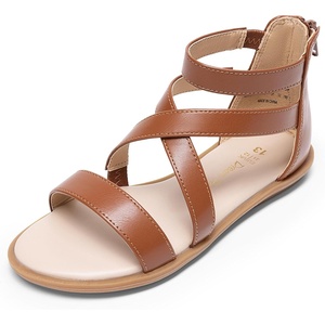 image:imageDREAM PAIRS Girls Gladiator Sandals with Zipper Strappy Sandals ToddlerLittle KidBig KidBrown