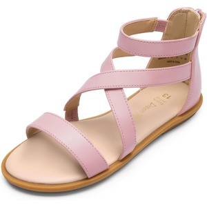 image:imageDREAM PAIRS Girls Gladiator Sandals with Zipper Strappy Sandals ToddlerLittle KidBig KidPink