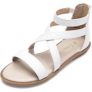 image:imageDREAM PAIRS Girls Gladiator Sandals with Zipper Strappy Sandals ToddlerLittle KidBig KidWhite
