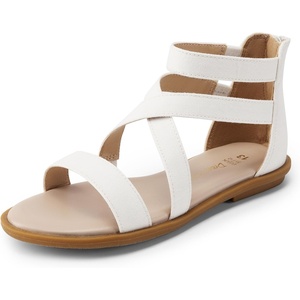 image:imageDREAM PAIRS Girls Gladiator Sandals with Zipper Strappy Sandals ToddlerLittle KidBig KidWhitedenimdenim
