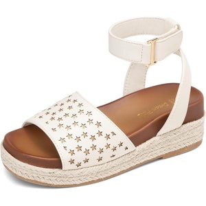 image:imageDREAM PAIRS Girls Platform Wedge Open Toe Espadrille Sandals with Buckle Ankle Strap for Little KidBig KidIvory