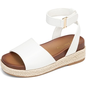 image:imageDREAM PAIRS Girls Platform Wedge Open Toe Espadrille Sandals with Buckle Ankle Strap for Little KidBig KidWhite