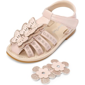 image:imageDREAM PAIRS Girls Sandals ClosedToe Sandals with Interchangeable DIY Flower Dress Summer Shoes ToddlerLittle KidPink