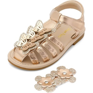 image:imageDREAM PAIRS Girls Sandals ClosedToe Sandals with Interchangeable DIY Flower Dress Summer Shoes ToddlerLittle KidRose Gold