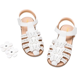 image:imageDREAM PAIRS Girls Sandals ClosedToe Sandals with Interchangeable DIY Flower Dress Summer Shoes ToddlerLittle KidWhite