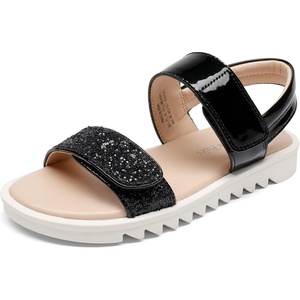 image:imageDREAM PAIRS Girls Sandals Glitter Two Strapped Casual Open Toe Sandals Little KidBig KidBlack