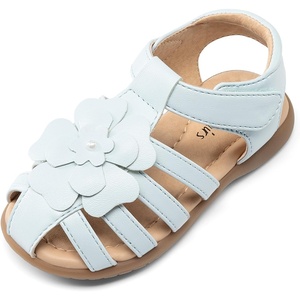 image:imageDREAM PAIRS Girls ToddlerLittle Kid ClosedToe Flower Summer Dress Sandals ShoesLight Blue
