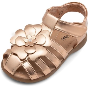 image:imageDREAM PAIRS Girls ToddlerLittle Kid ClosedToe Flower Summer Dress Sandals ShoesRose Goldmetallic