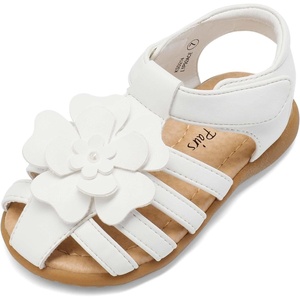 image:imageDREAM PAIRS Girls ToddlerLittle Kid ClosedToe Flower Summer Dress Sandals ShoesWhite