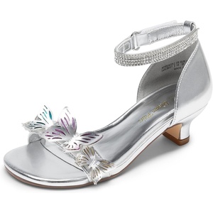 image:imageDREAM PAIRS Lace Up Low Heel Sandals for Girls Ankle Strap Dress Pump Strappy Gladiator Wedding Party Shoes for Little KidBig KidSilver