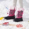 image:imageDREAM PAIRS Boys Girls Snow Boots WaterResistant Outdoor Warm Cozy AntiSlip Mid Calf Faux Fur Lining Insulated Winter Shoes for LittleBig KidsBlackPink