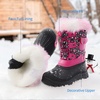 image:imageDREAM PAIRS Boys Girls Snow Boots WaterResistant Outdoor Warm Cozy AntiSlip Mid Calf Faux Fur Lining Insulated Winter Shoes for LittleBig KidsBlackPink