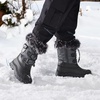 image:imageDREAM PAIRS Boys Girls Snow Boots WaterResistant Outdoor Warm Cozy AntiSlip Mid Calf Faux Fur Lining Insulated Winter Shoes for LittleBig KidsGreyBlack