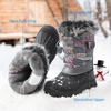 image:imageDREAM PAIRS Boys Girls Snow Boots WaterResistant Outdoor Warm Cozy AntiSlip Mid Calf Faux Fur Lining Insulated Winter Shoes for LittleBig KidsGreyMulti