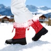 image:imageDREAM PAIRS Boys Girls Snow Boots WaterResistant Outdoor Warm Cozy AntiSlip Mid Calf Faux Fur Lining Insulated Winter Shoes for LittleBig KidsRedBlack
