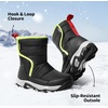 image:imageDREAM PAIRS Kids Waterproof Snow Boots with Hook and Loop Mid Calf Faux Fur Lining Winter BootsBlack