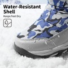 image:imageDREAM PAIRS Kids Waterproof Snow Boots with Hook and Loop Mid Calf Faux Fur Lining Winter BootsCamouflageBlue