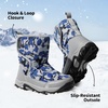image:imageDREAM PAIRS Kids Waterproof Snow Boots with Hook and Loop Mid Calf Faux Fur Lining Winter BootsCamouflageBlue