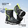 image:imageDREAM PAIRS Kids Waterproof Snow Boots with Hook and Loop Mid Calf Faux Fur Lining Winter BootsCamouflageGray