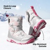 image:imageDREAM PAIRS Kids Waterproof Snow Boots with Hook and Loop Mid Calf Faux Fur Lining Winter BootsGrayWhiteRed