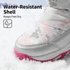 image:imageDREAM PAIRS Kids Waterproof Snow Boots with Hook and Loop Mid Calf Faux Fur Lining Winter BootsGrayWhiteRed