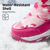 image:imageDREAM PAIRS Kids Waterproof Snow Boots with Hook and Loop Mid Calf Faux Fur Lining Winter BootsRose Red