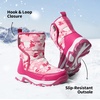 image:imageDREAM PAIRS Kids Waterproof Snow Boots with Hook and Loop Mid Calf Faux Fur Lining Winter BootsRose Red