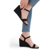 image:imageDREAM PAIRS Womens Casual Dressy Wedge Sandals Cute Square Toe and Buckle Ankle Strappy Slingback Wedding ShoesBlackSuede
