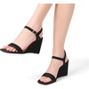 image:imageDREAM PAIRS Womens Casual Dressy Wedge Sandals Cute Square Toe and Buckle Ankle Strappy Slingback Wedding ShoesBlackSuede