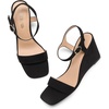 image:imageDREAM PAIRS Womens Casual Dressy Wedge Sandals Cute Square Toe and Buckle Ankle Strappy Slingback Wedding ShoesBlackSuede