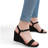 image:imageDREAM PAIRS Womens Casual Dressy Wedge Sandals Cute Square Toe and Buckle Ankle Strappy Slingback Wedding ShoesBlackSuede