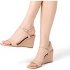 image:imageDREAM PAIRS Womens Casual Dressy Wedge Sandals Cute Square Toe and Buckle Ankle Strappy Slingback Wedding ShoesNude
