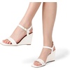 image:imageDREAM PAIRS Womens Casual Dressy Wedge Sandals Cute Square Toe and Buckle Ankle Strappy Slingback Wedding ShoesWhite