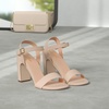 image:imageDREAM PAIRS Womens Chunky Heels Open Toe Ankle Strap High Block Comfy Dress Heel Sandals Pumps ShoesNudeSuede