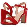 image:imageDREAM PAIRS Womens Chunky Heels Open Toe Ankle Strap High Block Comfy Dress Heel Sandals Pumps ShoesRedSuede