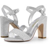 image:imageDREAM PAIRS Womens Chunky Heels Open Toe Ankle Strap High Block Comfy Dress Heel Sandals Pumps ShoesSilverglitter